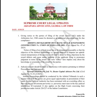 An excerpt from our legal updates on the Arbitration Act. We believe in proactive knowledge sharing, providing clients with clear analysis of recent judgments to inform their strategy.