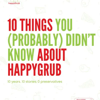 10 years, 10 facts, and a whole lot of heart. Swipe through to learn a few things you probably didn't know about our journey at HappyGrub.