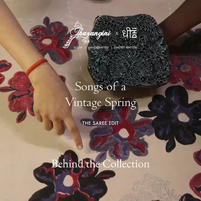 Behind the scenes of our 'Songs of a Vintage Spring' collection. This series shows our process, from color swatching and block selection to the final printed fabrics, all celebrating sustainable craft and the memories of our artisan family.
