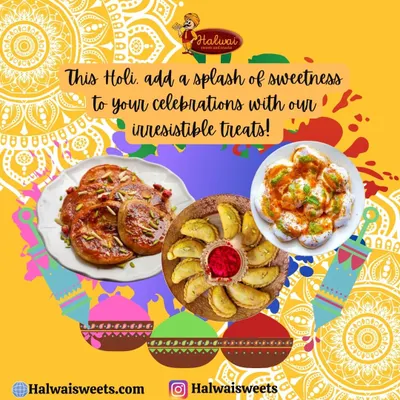This Holi, add a splash of sweetness to your celebrations with our irresistible treats. We offer festive specials like Gujiya, Malpua, and Dahi Vada to make your festival of colors complete.