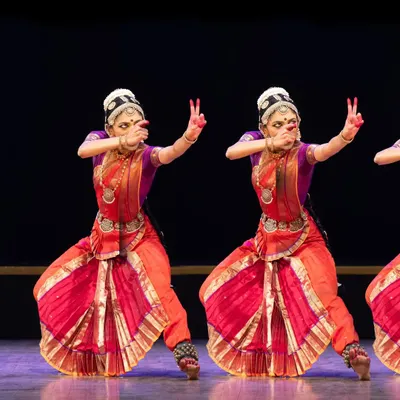 The 'maja' or fun of playing a 'gopa' or cowherd boy in my production 'Abhilasha'. This synchronized pose shows the playful and energetic side of the choreography.