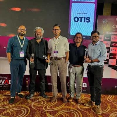 Our team celebrating the win for "House of Greens" at the CWAB Awards 2024. This award for Noteworthy Interiors is a proud moment for our entire firm.