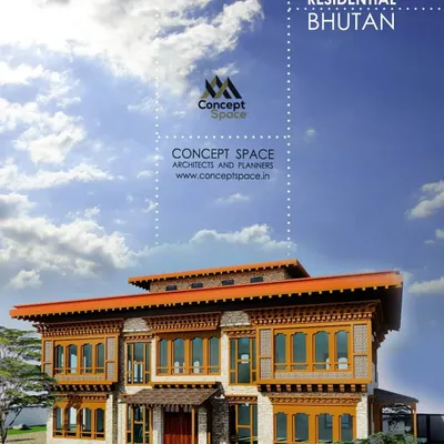 A residential project in Bhutan where we embraced traditional Himalayan architecture. The design features ornate wooden window frames, a multi-pitched roof, and stone masonry, celebrating a style where ornamentation is a key element.