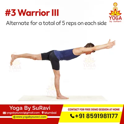This demonstration of Warrior III is part of our unique Yoga and Kickboxing combo workout, designed to build strength, balance, and focus.