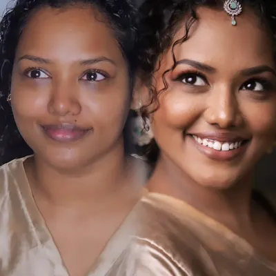 The perfect example of a 'your skin but better' transformation. I focused on evening out her skin tone with a soft matte finish and enhancing her beautiful smile and eyes, without changing her natural complexion.