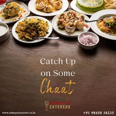 A beautiful spread of our most popular chaat items. We offer a wide variety, including Dahi Puri, Bhel Puri, and Ragda Pattice, ensuring a burst of sweet, spicy, and tangy flavors in every bite.