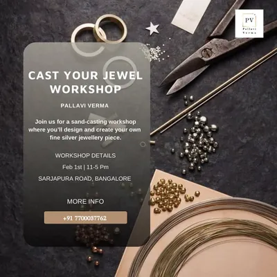 Cast Your Jewel! An announcement for our sand-casting workshop where you can design and create your own fine silver jewelry piece.