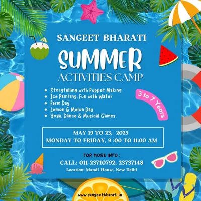 This poster provides a complete overview of our Summer Activities Camp for children aged 3 to 7. It details the exciting mix of activities we offer, from puppet making and ice painting to yoga and musical games.