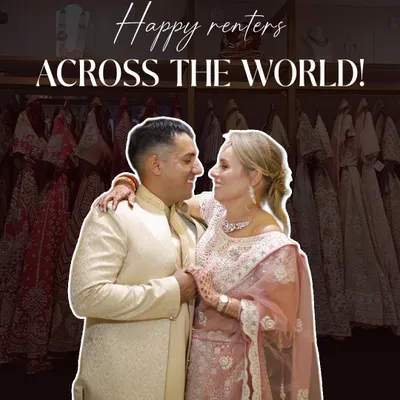 Happy renters from across the world. This graphic showcases a smiling couple, proving that renting is a smart and stylish choice no matter where you're from.