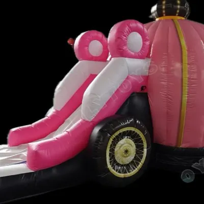Perfect for a princess-themed birthday, this is our pink royal carriage bouncy. It's designed to look like a fairytale coach, making any little girl feel like royalty on her special day.