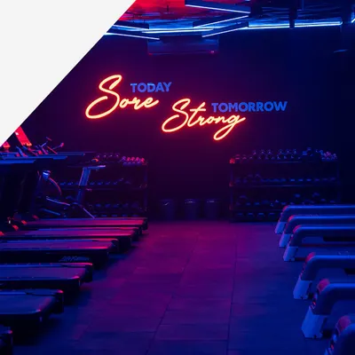"Sore Today, Strong Tomorrow." Our Burn Room is where you'll find your limits and then push past them. The setup is simple: treadmills and a floor full of equipment for a complete workout.