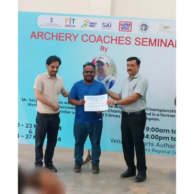 I believe in lifelong learning. Here I am receiving a certificate after successfully completing an Archery Coaches Seminar with world-class coach Mr. Sergio Pagni to bring the latest techniques to my students.
