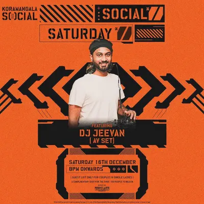 The poster for my AV set at Koramangala Social. I specialize in audio-visual performances, mixing music videos and custom graphics live to create a more engaging show.