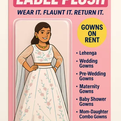 This graphic explains my entire philosophy. From lehengas and wedding gowns to maternity wear and men's suits, you can rent a huge variety of outfits for any occasion.