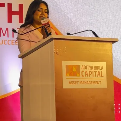 On the podium for the Aditya Birla Capital Growth Summit. It's crucial to set a tone of innovation and confidence for events focused on the future of asset management.