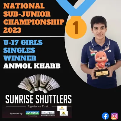 A proud moment as our athlete, Anmol Kharb, becomes the U-17 Girls Singles Winner at the National Sub-Junior Championship 2023. This highlights our commitment to nurturing top-tier national talent.