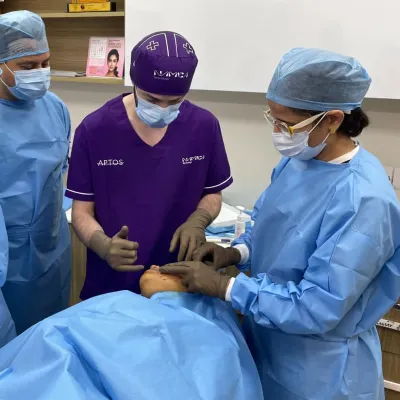Here you can see our team collaborating during a procedure. Continuous learning and teamwork are central to our practice, ensuring we provide the highest standard of care.
