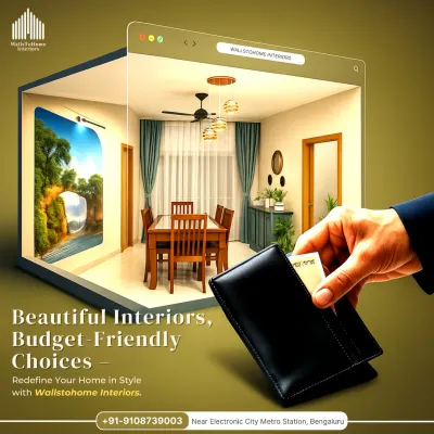 We believe in beautiful interiors and budget-friendly choices. This graphic illustrates our promise to redefine your home in style, without breaking the bank.