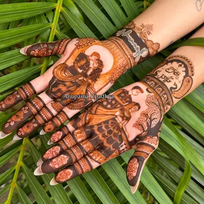 Getting ready for Karwachauth with a design that celebrates love. This piece features two different couple poses, perfect for this special day of love and devotion.