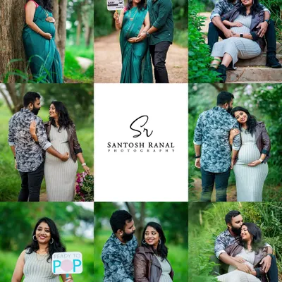 This collage is a great example of the variety we deliver from a single maternity shoot. It includes solo portraits, couple shots, different outfits, and the use of fun props.