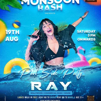The poster for the biggest Monsoon Bash in Varkala. A poolside party is always a guaranteed good time.