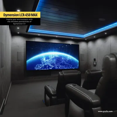 For the ultimate dedicated home cinema, we integrate Definitive Technology's Dymension CI series speakers directly into the walls. This creates a completely immersive soundscape where the audio technology is felt, not seen, allowing the screen to be the sole focus.