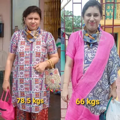An incredible 12.5 kg fat loss journey in 16 weeks, all achieved with home workouts and a sustainable diet. Pallabi's dedication proves that you don't need a gym to make serious changes, just the right guidance and discipline.