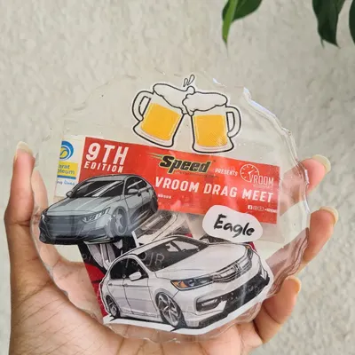 I love preserving memories from fun events! For this set of custom resin coasters, I embedded tickets from a local drag meet, along with other cool stickers that fit the theme.
