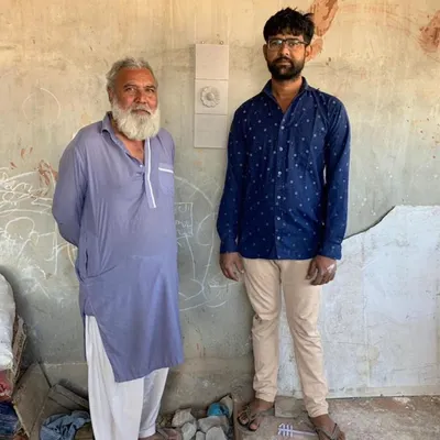 This is Ramzu Bhai and his son Ahmed, potters from the Kumbhar community in Kutch. I worked with them to create custom handmade terracotta tiles for a project, interpreting their generational craft for a contemporary architectural application.