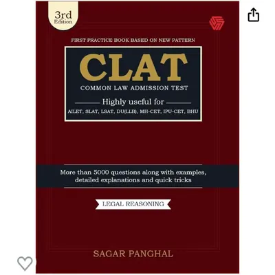 The cover of my book, "CLAT Common Law Admission Test". This 3rd Edition is the first practice book based on the new pattern, focusing on legal reasoning with quick tricks and detailed explanations to help you prepare without expensive coaching.