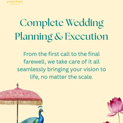 This is our core promise: complete wedding planning and execution. We take care of it all seamlessly, from the initial mood board to the on-ground execution, bringing your vision to life no matter the scale.