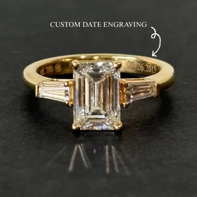 This solitaire ring is not just about brilliance; it is about meaning. With custom date engraving, it becomes a memory set in gold, a story that begins on a day worth holding onto forever.