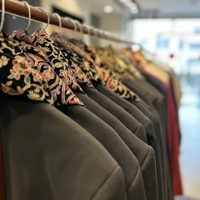A look at my collection of men's sherwanis. I focus on classic silhouettes with unique, embroidered collars and cuffs, perfect for a groom or his family.