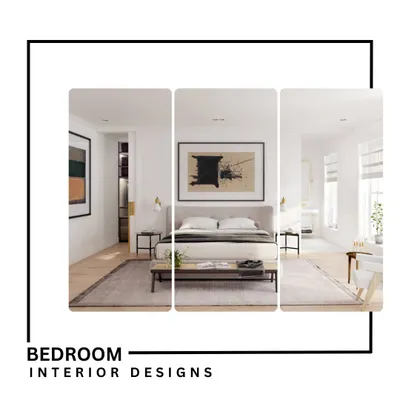 A preview of our bedroom interior designs, where we focus on creating a calm and serene atmosphere with clean lines, neutral palettes, and statement art.