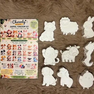 The Animal Kingdom kit is perfect for animal lovers. It features a variety of cute creature figurines like a monkey, tiger, and cow for you to bring to life with color.