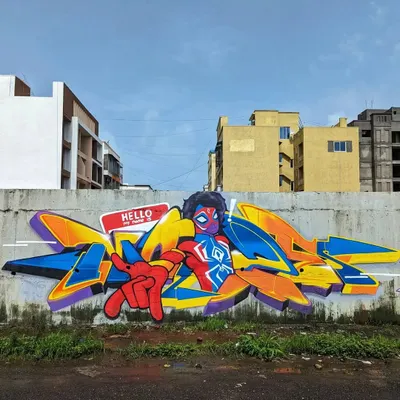 This is what happens when your friendly neighborhood Spider-Man is from Mumbai. I painted our very own Pavitra Prabhakar, blending my wildstyle graffiti letters with his iconic look. This piece is a tribute to Indian representation in the comic world.