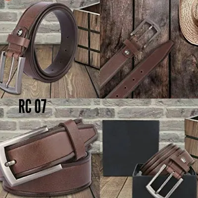 This collage displays our RC 07 model, a classic brown leather belt. It shows detailed shots of the silver-tone buckle, the smooth leather finish, and the belt presented in its gift box, perfect for corporate orders.