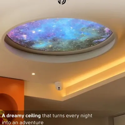 Why not give your child a view of the galaxy every night? This dreamy, custom-lit ceiling in The Aura House turns the bedroom into an adventure, sparking imagination and making bedtime something to look forward to.