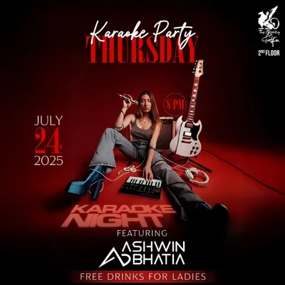 An official poster for my weekly Karaoke Party. These events are a staple, offering a consistent night of fun with special offers like free drinks for ladies.
