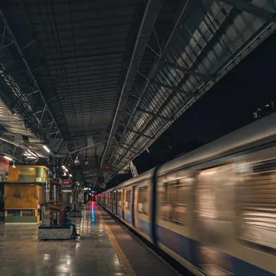 A long-exposure shot capturing the motion of a local train at a Mumbai station. I use techniques like this to convey the constant movement and energy of the city in a single, artistic frame.