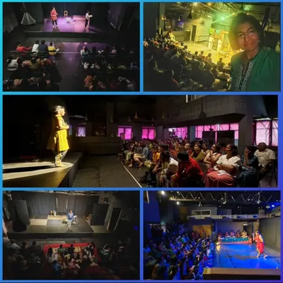 A collage celebrating 7 years of Vyoma! It's a beautiful reminder of all the powerful plays, graceful dances, soul-stirring music, and vibrant shoots that have happened within these walls.