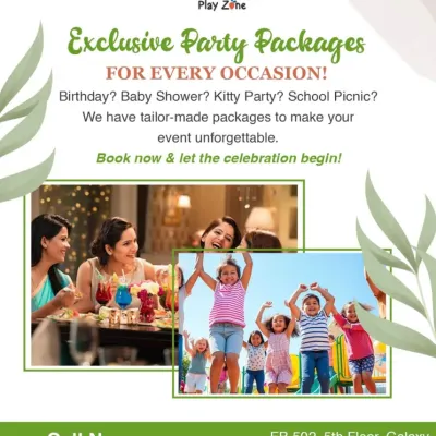 We offer exclusive, tailor-made packages for every occasion, whether it's a birthday, baby shower, kitty party, or school picnic. Let us make your event unforgettable.