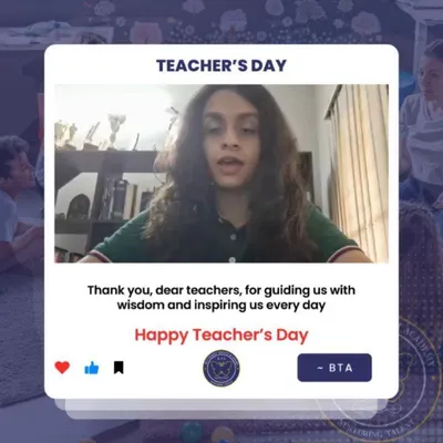On Teacher's Day, we celebrate the mentors who guide our students with wisdom and inspiration. This image is part of a series where students shared their heartfelt thanks for the positive impact our teachers have.