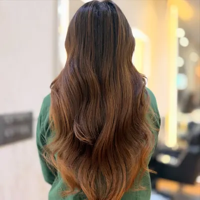 A gorgeous Cinnamon Brown shade created for a bride-to-be. The color adds warmth and dimension, perfect for her special day.