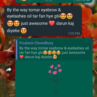 "Darun kaj diye6e" (It has worked wonderfully). I was so thrilled to get this review for my Eyebrow & Eyelash Oil. It's amazing to know it's helping people feel more confident.
