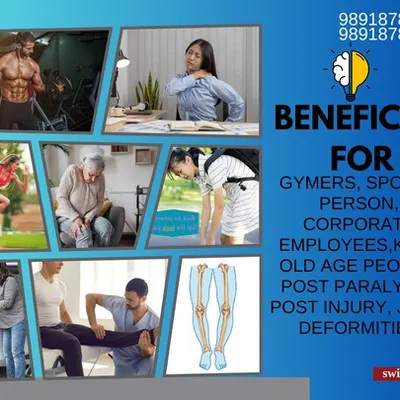 This graphic highlights the wide range of people we help, from gym-goers and corporate employees to kids and seniors. Our physiotherapy services are beneficial for anyone dealing with pain from joint deformities, injuries, or lifestyle factors.
