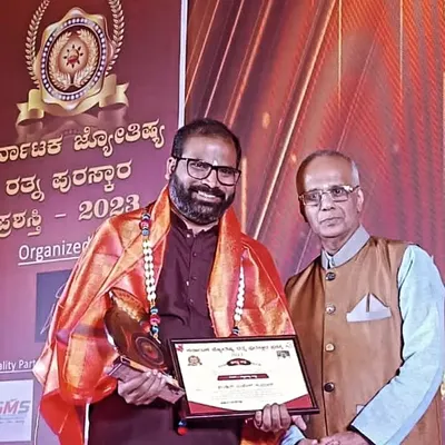 I was deeply honored to receive the 'Jyothisya Ratna Puraskar' in 2023. This recognition from my peers in the astrological community is a testament to my commitment to authentic Vedic guidance.