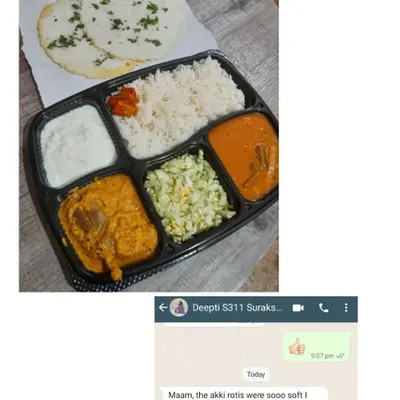 A wonderful message from a customer who loved the soft Akki Rottis and the complete South Indian lunch. It's always a pleasure to introduce people to authentic flavors.