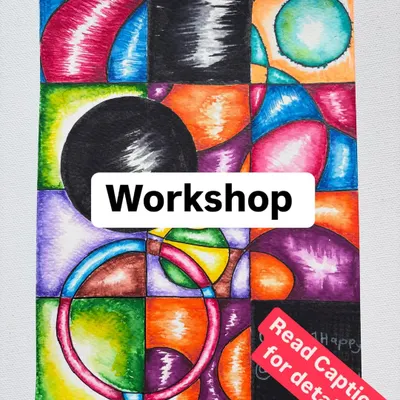 This abstract geometric piece is a great example of what you can create in my beginner friendly workshop. We play with colours, lines, and shading techniques. I offer these sessions in Kothrud, Pune, and can also arrange them for private parties.