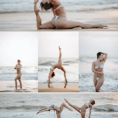 This collage showcases the variety of a beach yoga and fitness shoot. It captures flexibility, strength, and serene moments, demonstrating my ability to cover different aspects of a themed session.